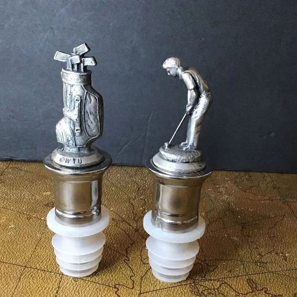 Wine, stoppers, vintage, Sepatu pewter golf wine, stoppers
